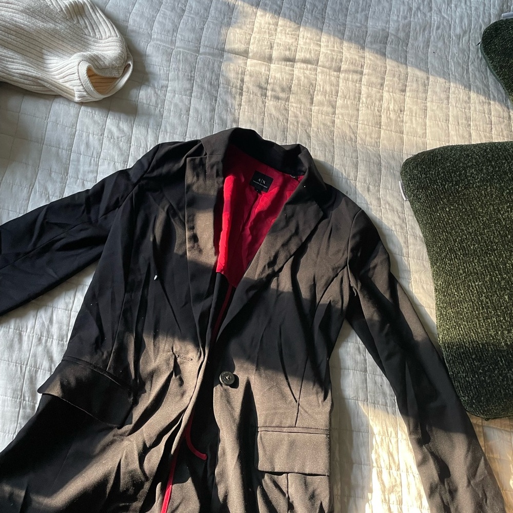Armani Exchange Black Jacket with Vibrant Red Interior